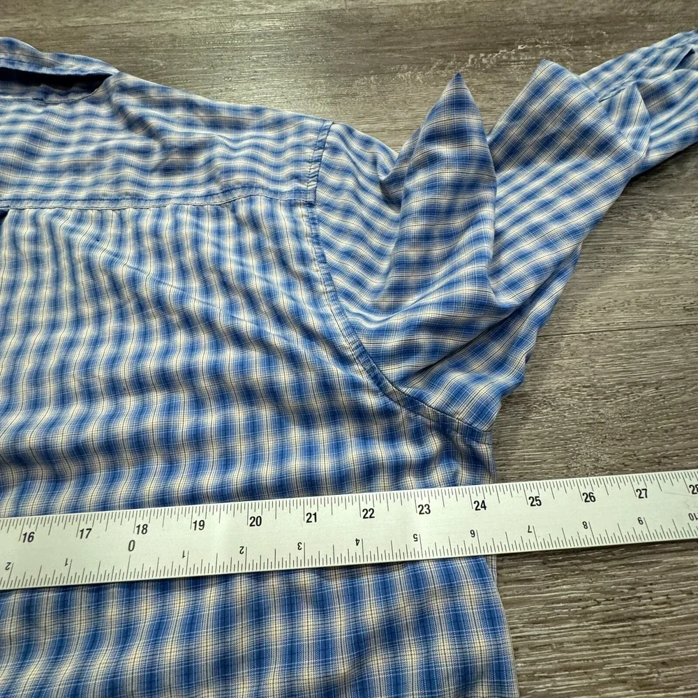 The North Face Shirt Mens Large Blue Plaid Button Up Collared Fishing‎ Outdoors